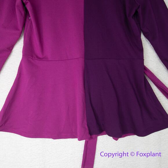 New! ELOQUII Colorblock Wrap Top Purple Fuchsia Stretch Knit plus size 20 - Picture 10 of 14